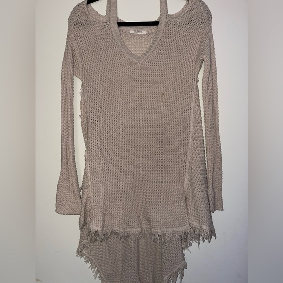 Elan Tunic Distressed Knit High Low Sweater - Picture 6 of 13